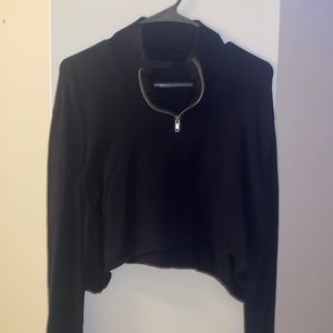 Navy ASOS quarter zip cropped sweater/jacket